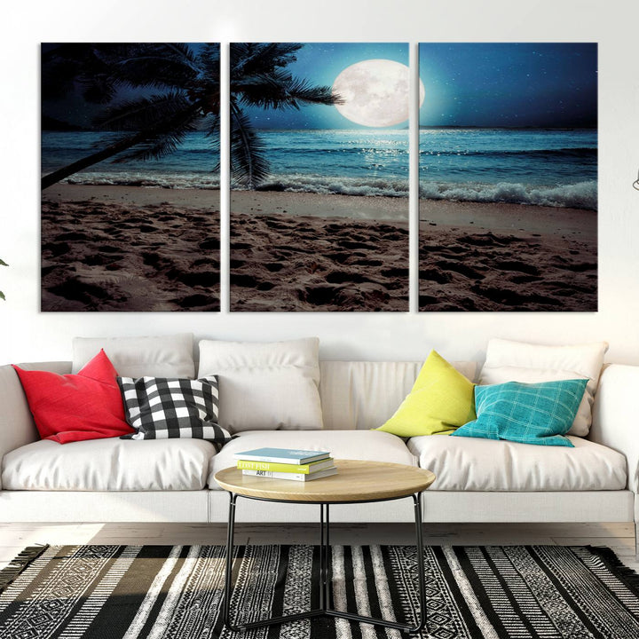 Moonglade Coastal Palm Tree Wall Art Canvas Print