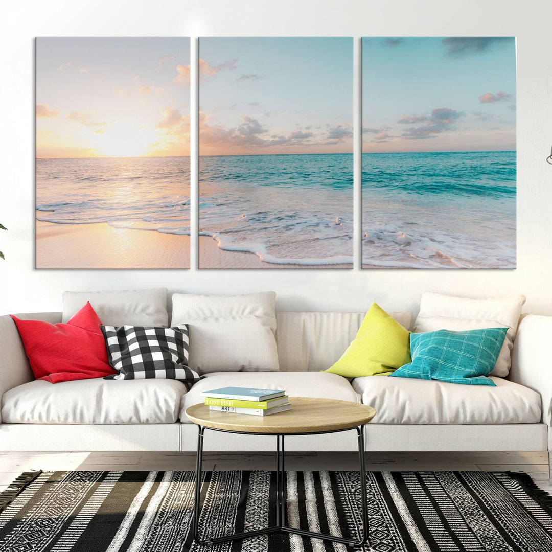 Sunset Beach Art Ocean Vibes Art mural Impression sur toile