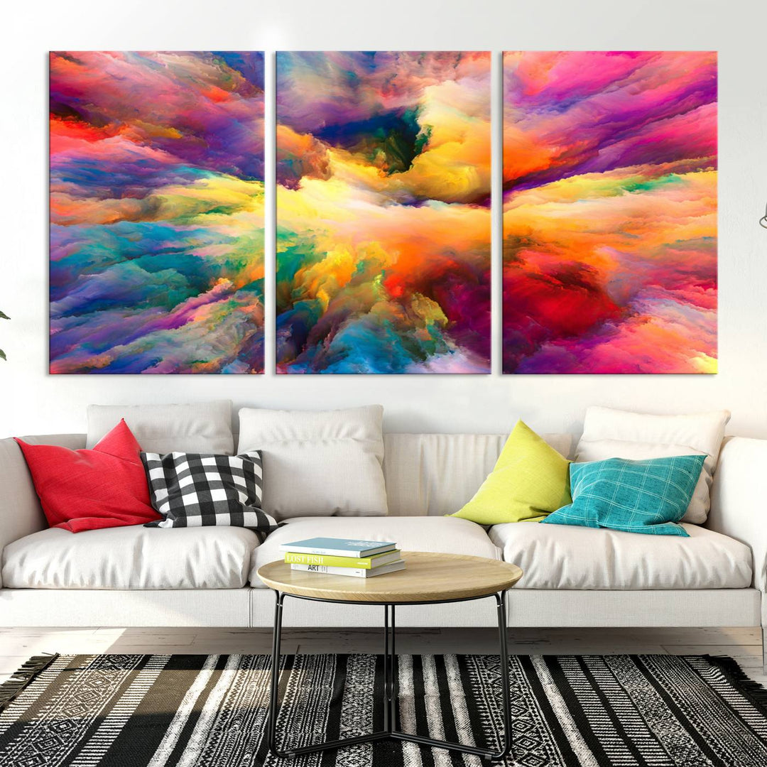 Arte de pared en forma de nube de colores vibrantes y ardientes Lienzo