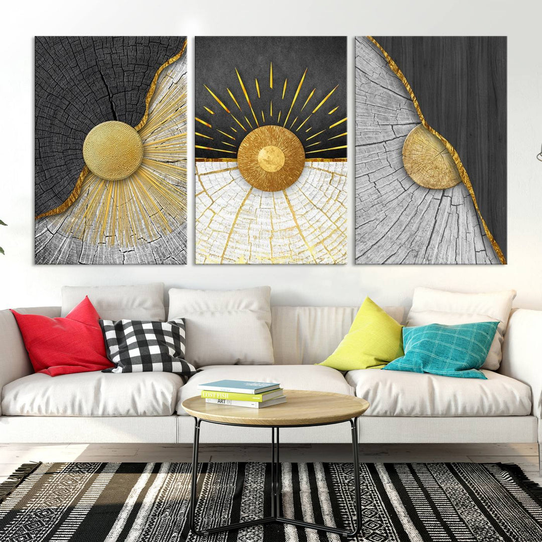 Minimal Style 3 Panel Abstract Wall Art Canvas Print 