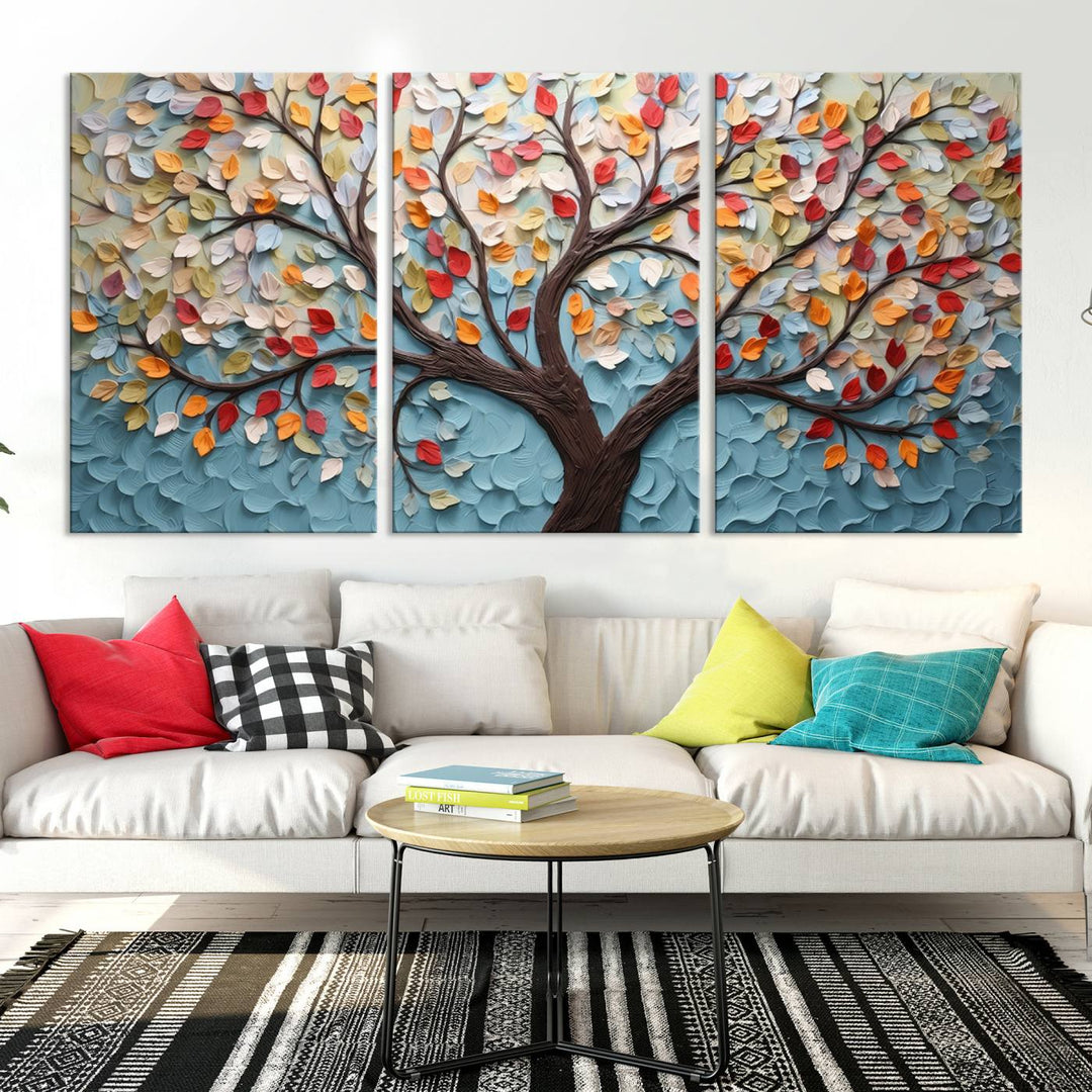 Abstract Tree and Leaf Wall Art Canvas Print