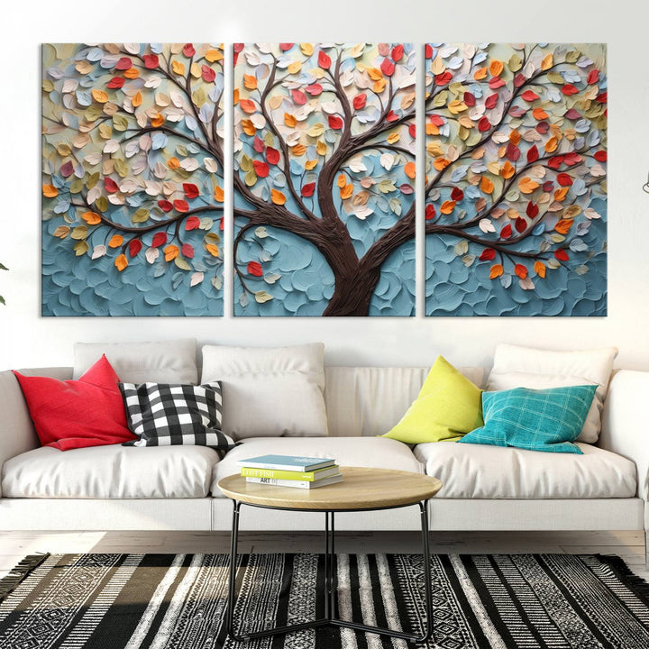 Impression sur toile d’art mural abstrait d’arbre et de feuille