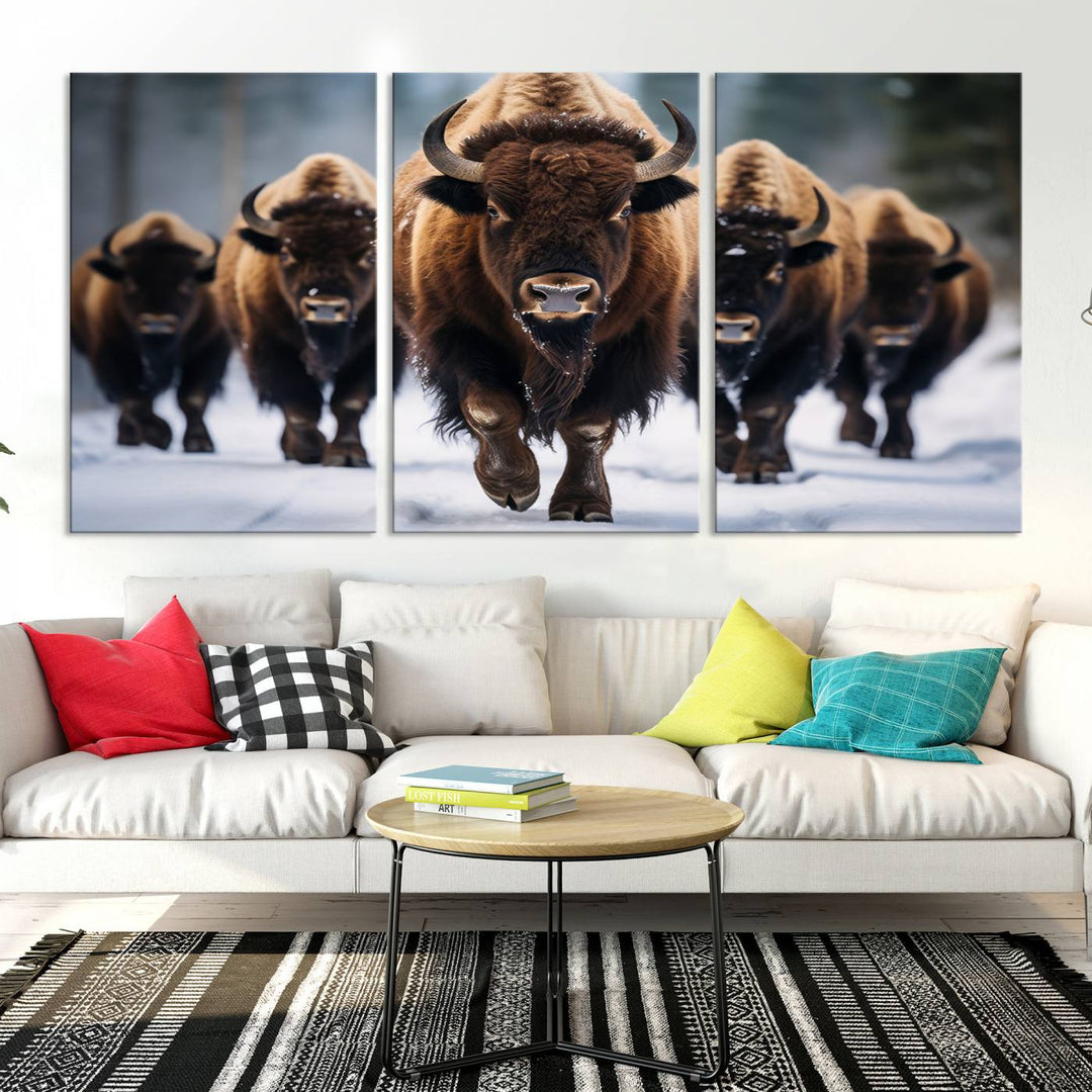 Buffalo Wall Art Canvas Print, American Bison Herd Wall Art Canvas Print