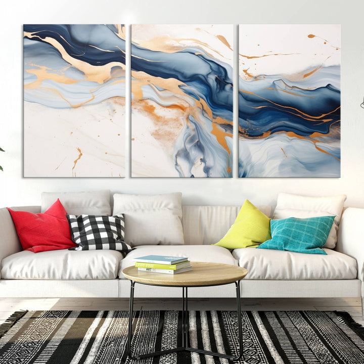 Color Waves Abstract Wall Art Canvas Print