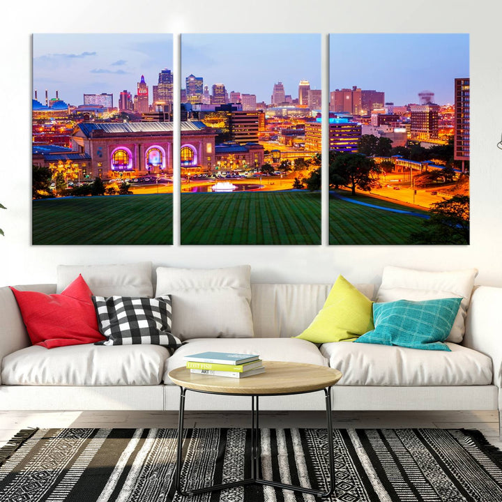 Impression sur toile de nuit de Kansas City, art mural et