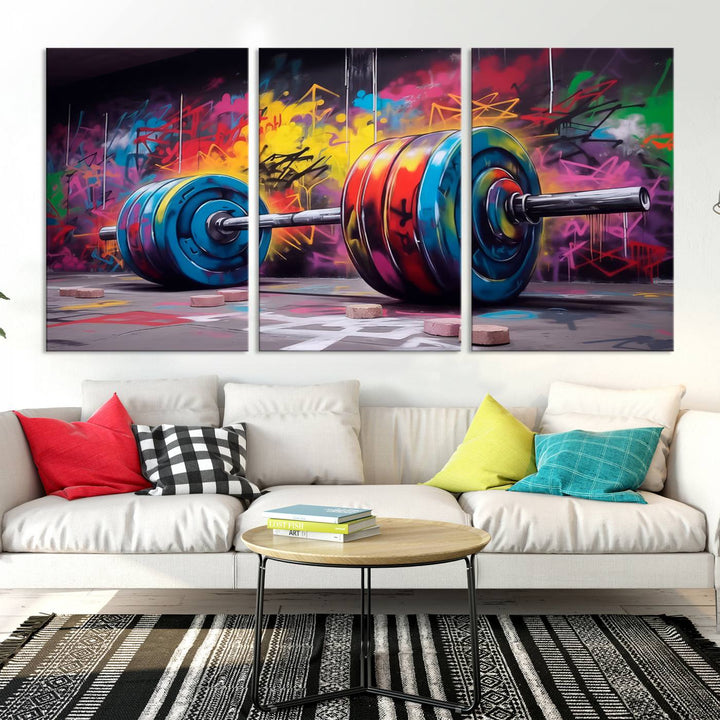 Fitness Gym Barbell Graffiti Art mural Impression sur toile