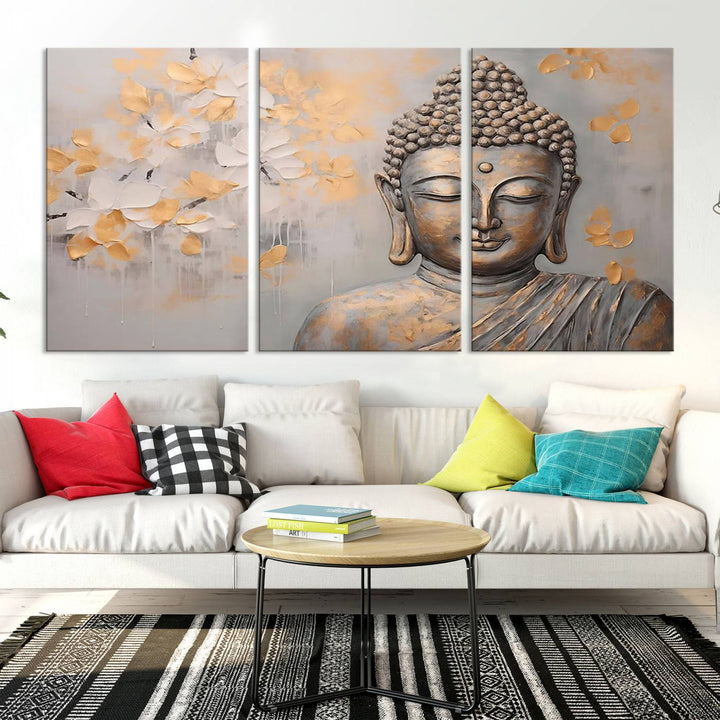 Impression sur toile abstraite de statue de Bouddha