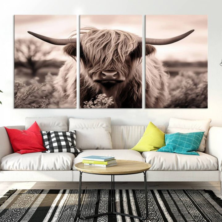 Scottish Cow Longhorn Wall Art Canvas Print.