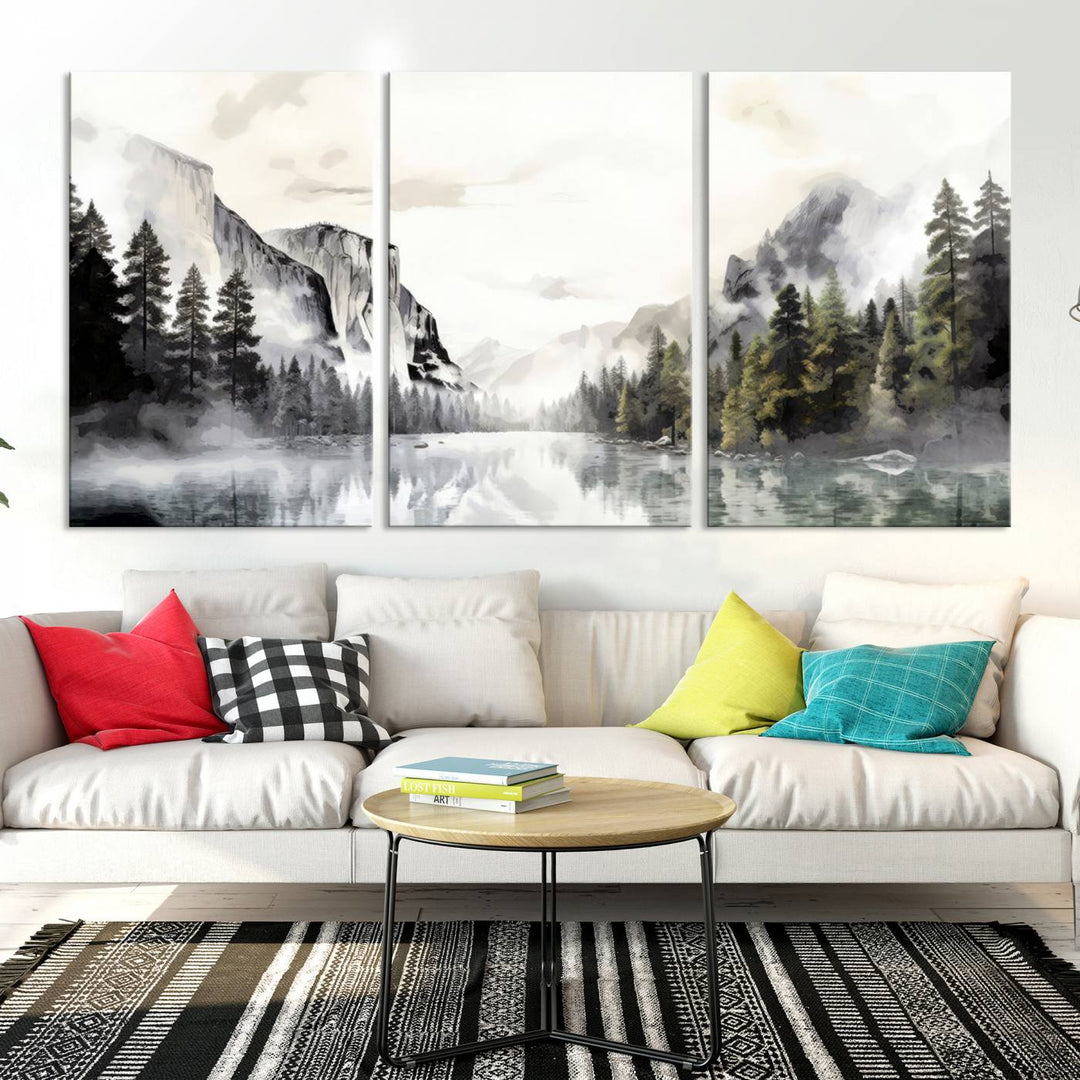 Yosemite Valley Serenity Wall Art Canvas Print – Framed and Ready to Hang – Majestic Nature Landscape Décor