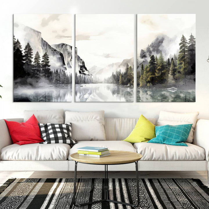 Yosemite National Park Watercolor Wall Art Canvas Print