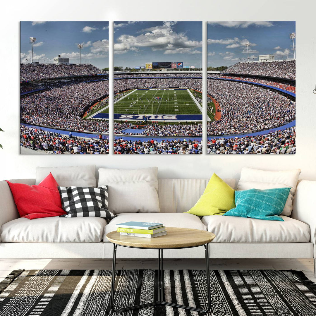 Buffalo Bills Football Team Print - Highmark Stadium Wall Art Canvas Print - Bills Stadium Game Day Triple Canvas Wall Art - Buffalo Bills NFL Match