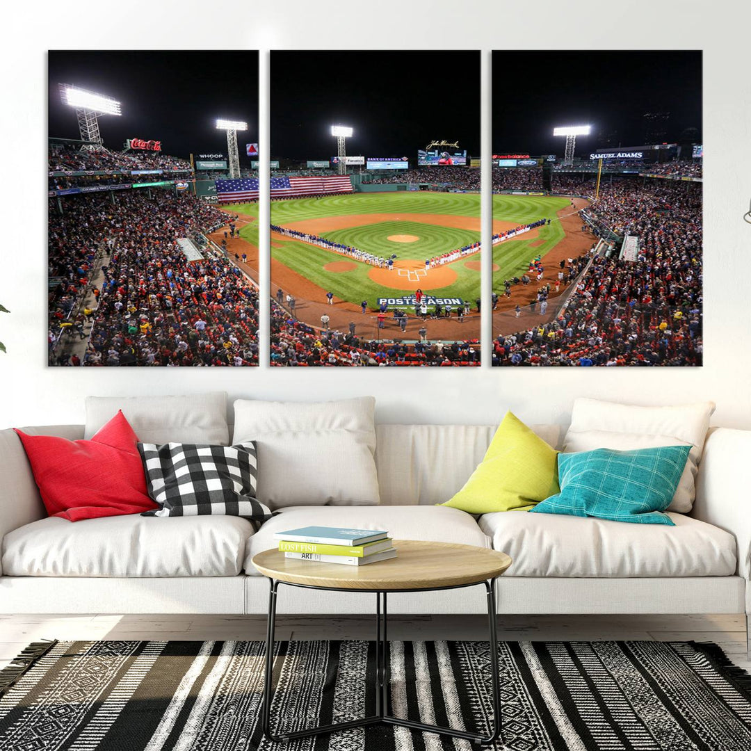 Fenway Park Postseason Triple Canvas Wall Art - Boston Red Sox Historic Game