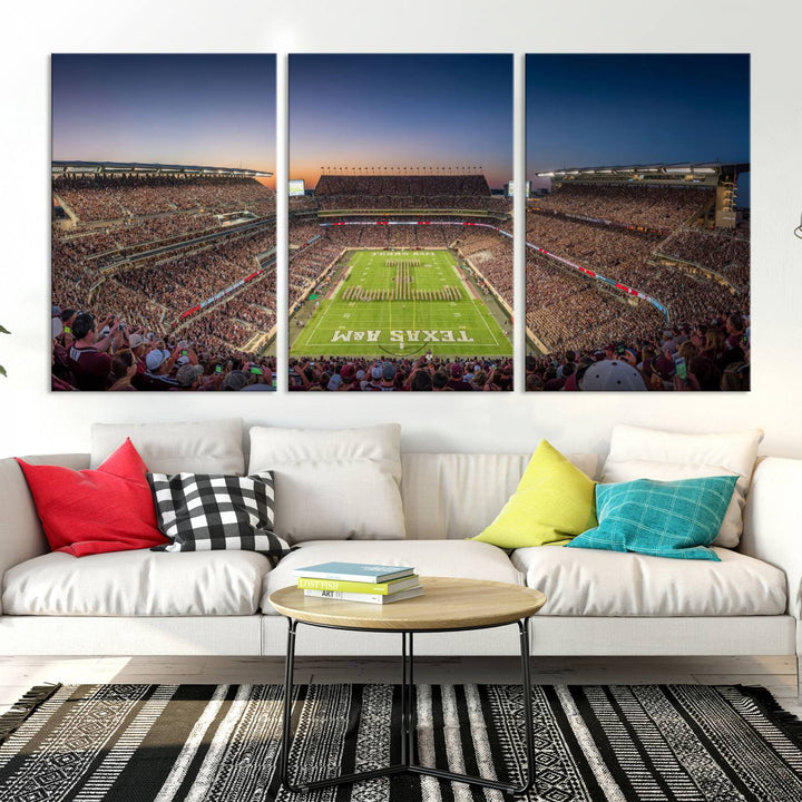 Texas A&M University Aggies Football Team Print - College Station Kyle Field Stadium Wall Art Canvas Print