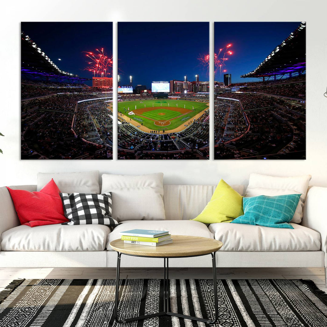 Atlanta Braves Baseball Team Print - Truist Park Stadium Wall Art Canvas Print