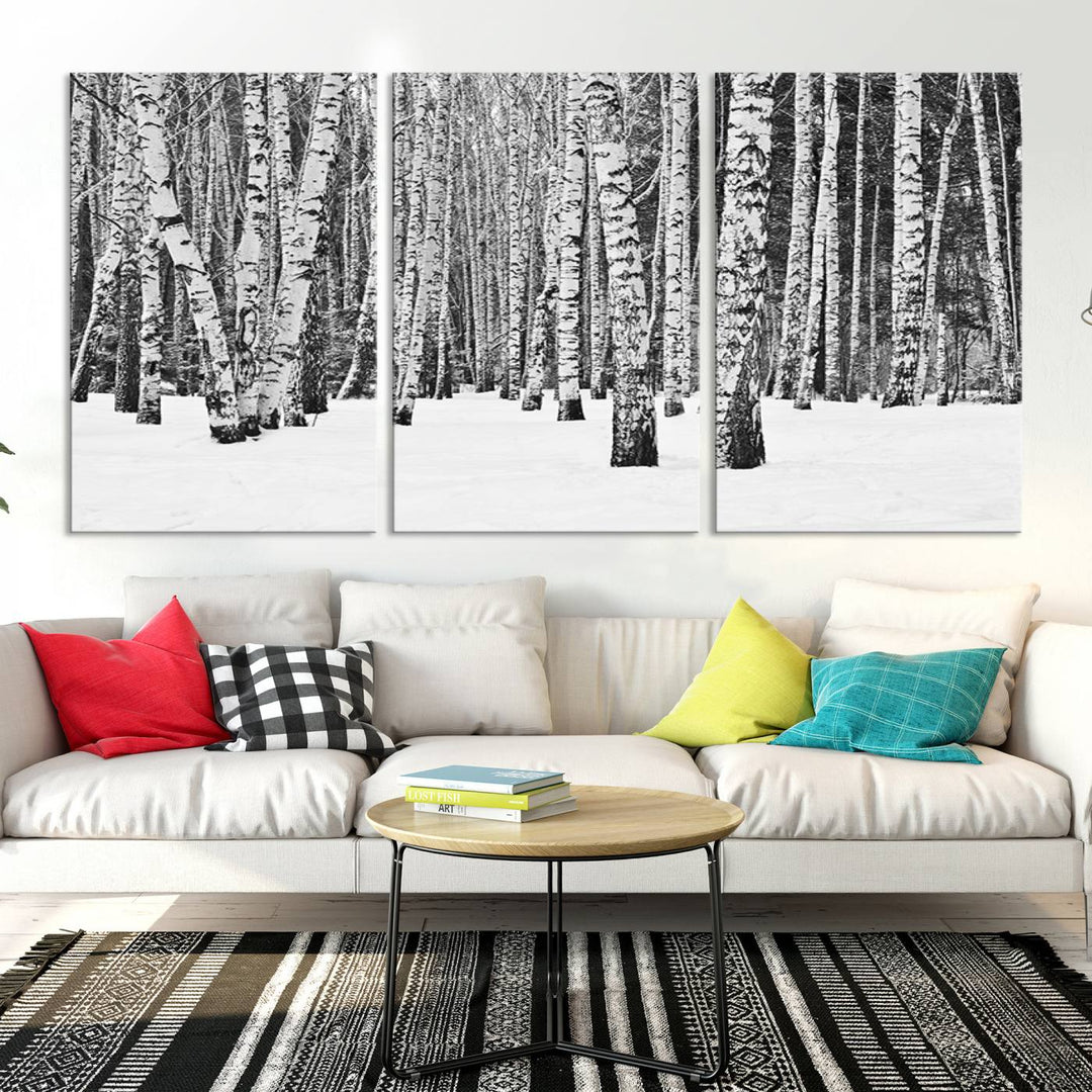 Wall Art Landscape Canvas Print Forest in Winter with Snowy Ground and Trees