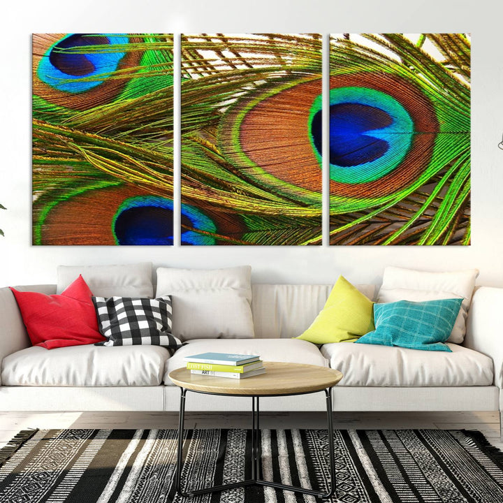 Wall Art Animal Canvas Print Triple Eyed Peacock Wing