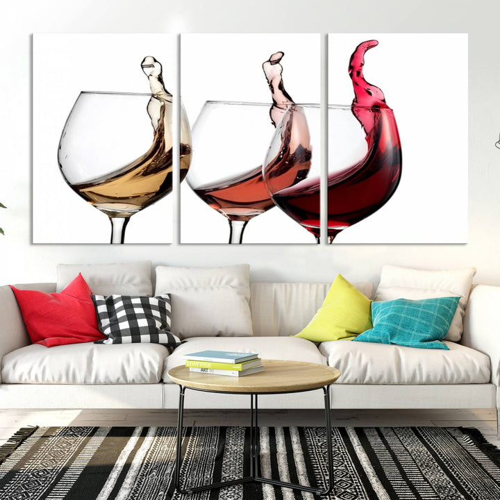 49896 - Lienzo decorativo para pared grande con vino abstracto en copas