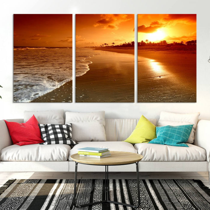 Wall Art Beautiful Beach Landscape at Sunset in Tropical Island Canvas Print