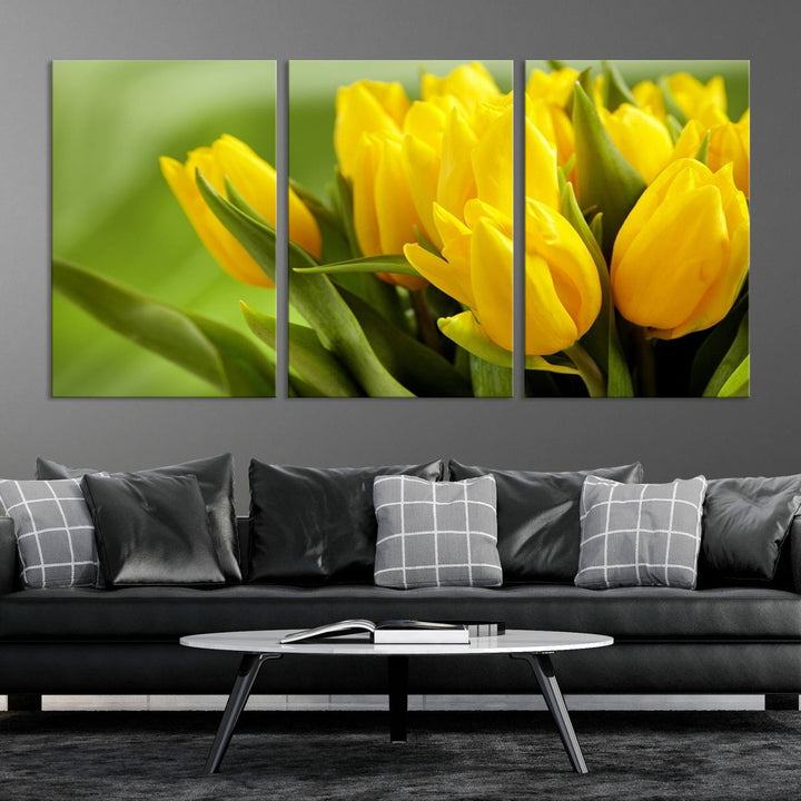 Art mural tulipes jaunes Impression sur toile