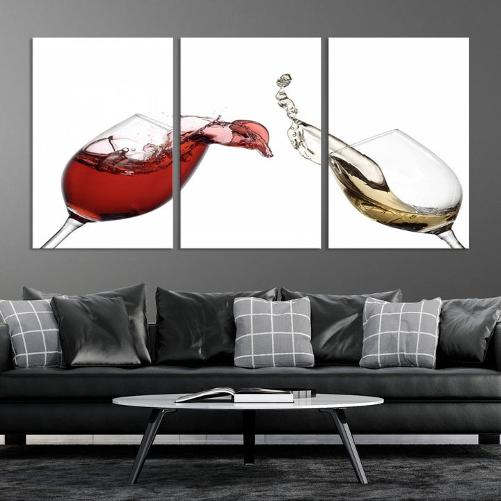 Red and White Wine in Glass Canvas Print