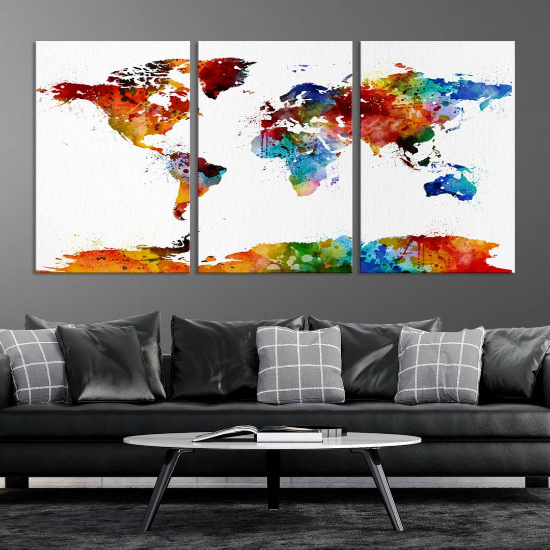 Watercolor World Map Canvas Print