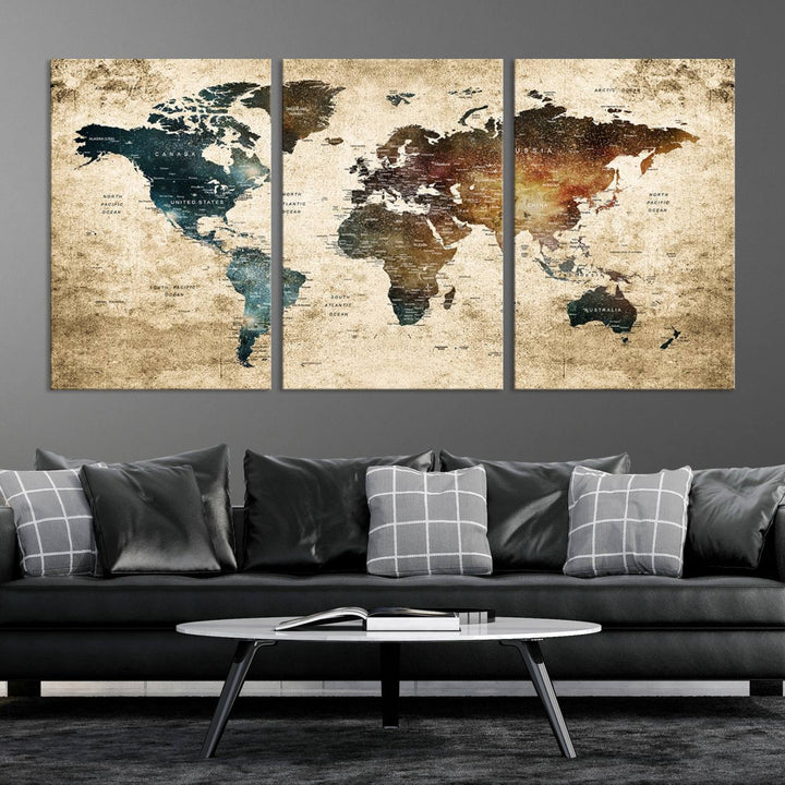 Carte du monde Impression sur toile