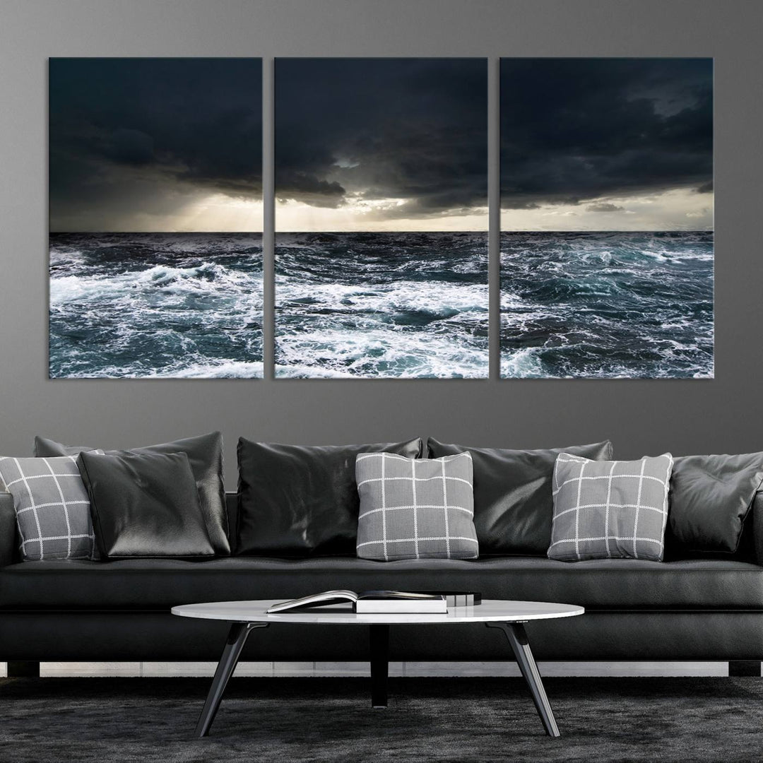 Ocean and Storm Canvas Art Print Hanging Great Print Ocean and