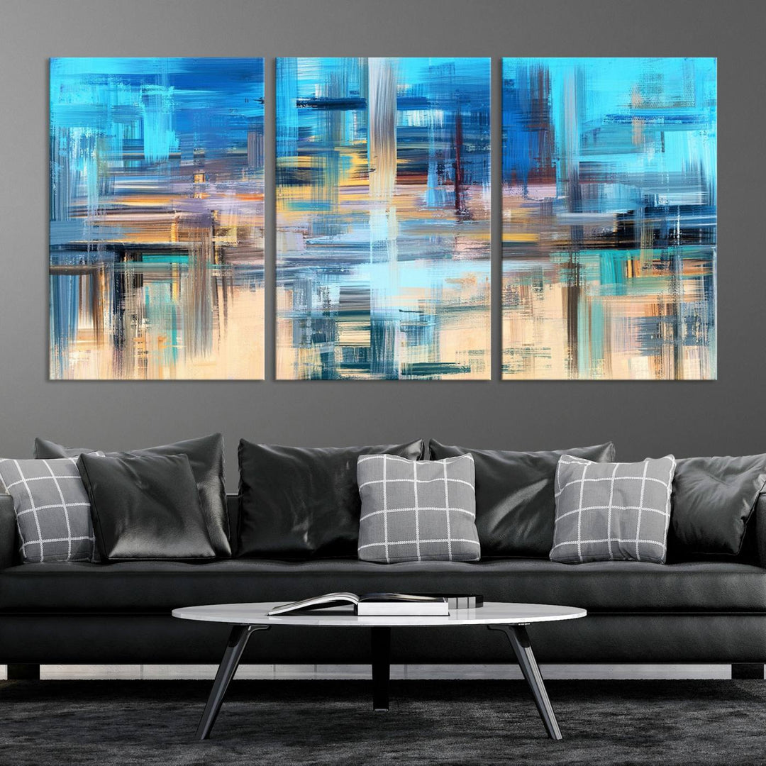 Contemporary Work of Art Blue Abstract Canvas Painting Wall Art Canvas Print