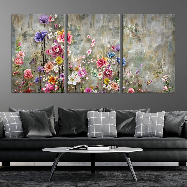 Cozy Flowers Painting on Canvas Wall Art Floral Canvas Print