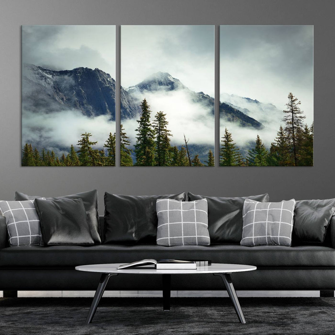 Misty Mountain Forest Wall Art Canvas Print