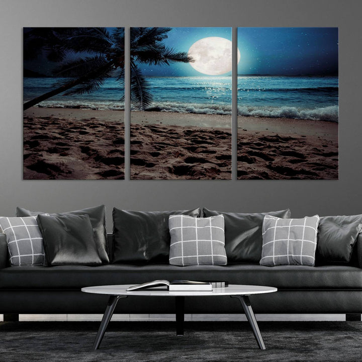 Moonglade Coastal Palm Tree Wall Art Canvas Print