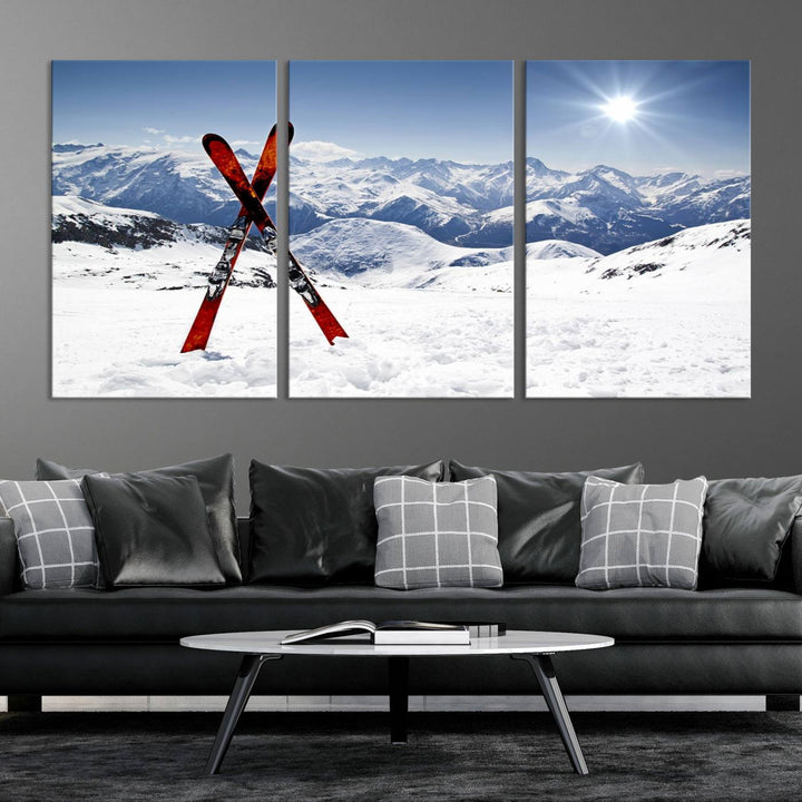 Snow Mountain Wall Art Canvas Print, Snowboard Sport Wall Art