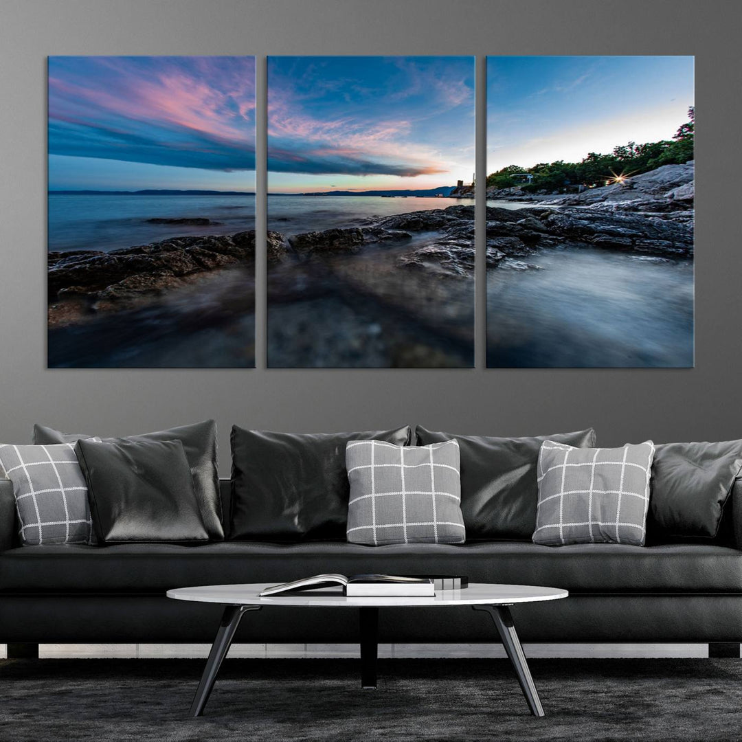 Serenity Ocean Misty Wall Art Canvas Print