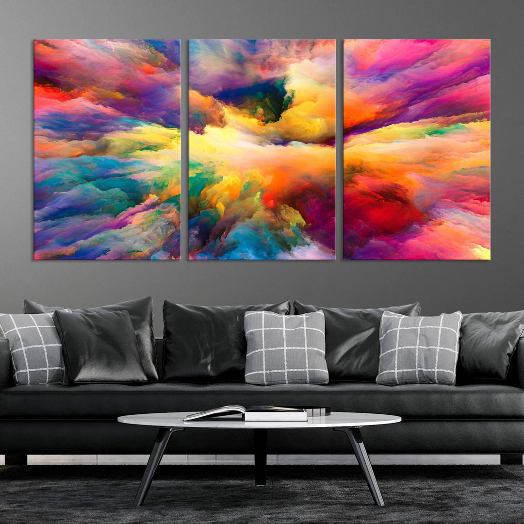 Arte de pared en forma de nube de colores vibrantes y ardientes Lienzo