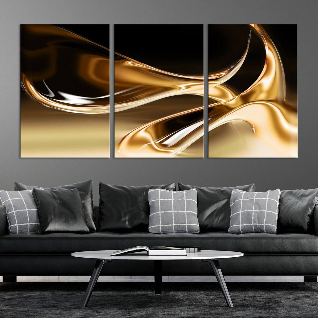 Liquid Glittered Luxury Gold Canvas Wall Art Print