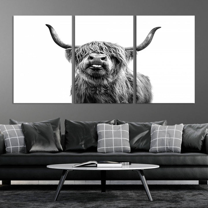 Fanny Scottish Highland Cow Cattle Art Print Farmhouse Wall Art Canvas Print