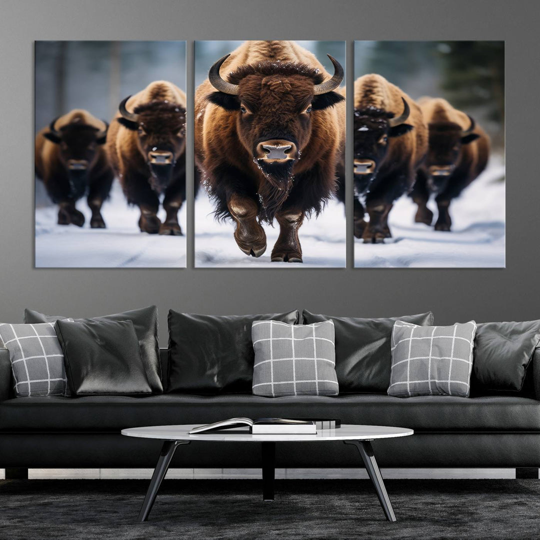 Buffalo Wall Art Canvas Print, American Bison Herd Wall Art Canvas Print