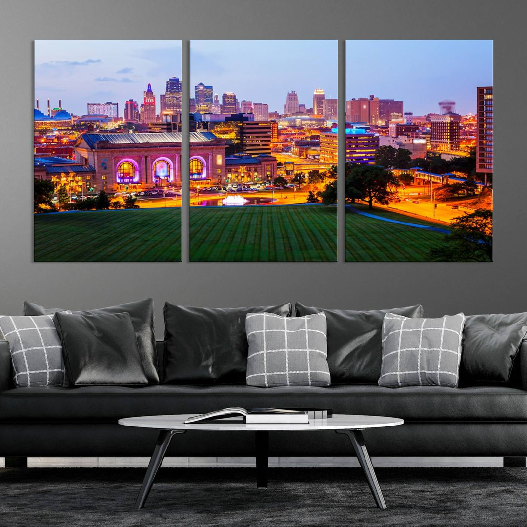 Kansas City Night Canvas Print - Arte de pared grande para decoración del hogar y la oficina