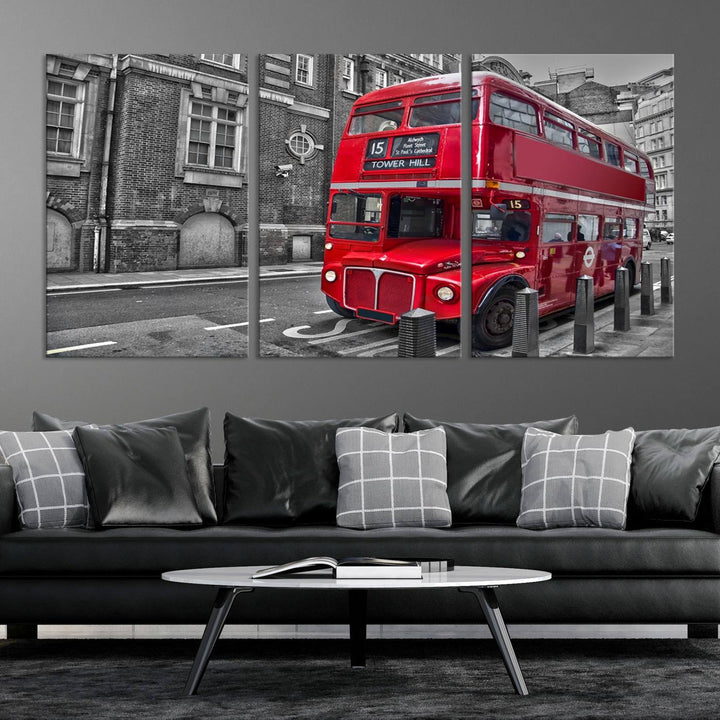 London Red Bus Wall Art, Red Telephone Club, London Night Canvas Print