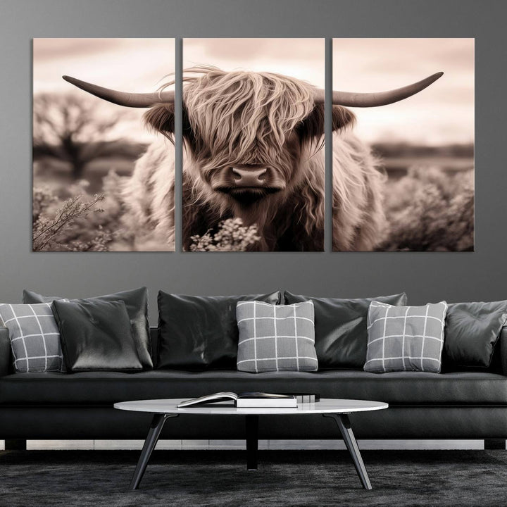 Scottish Cow Longhorn Wall Art Canvas Print.