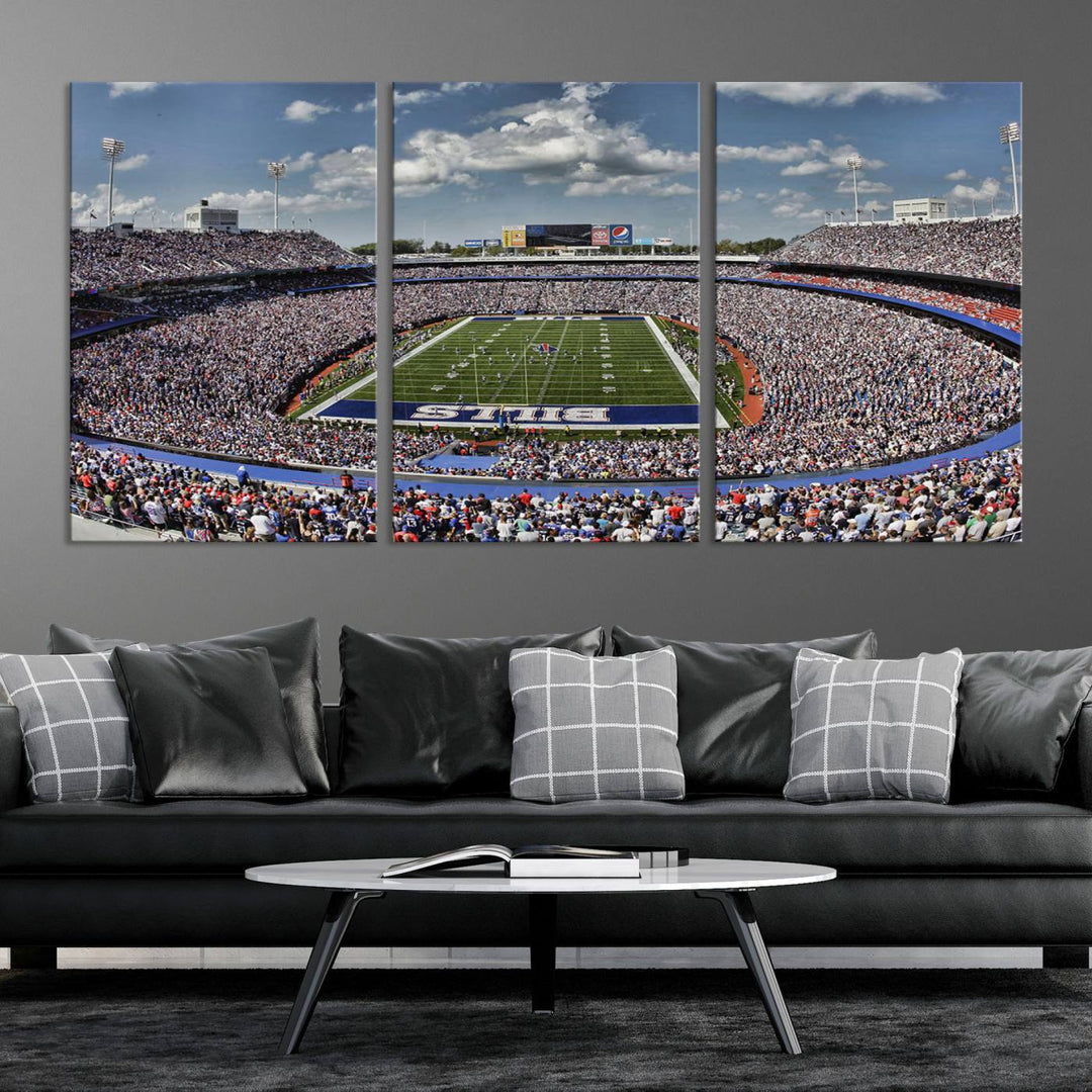 Buffalo Bills Football Team Print - Highmark Stadium Wall Art Canvas Print - Bills Stadium Game Day Triple Canvas Wall Art - Buffalo Bills NFL Match