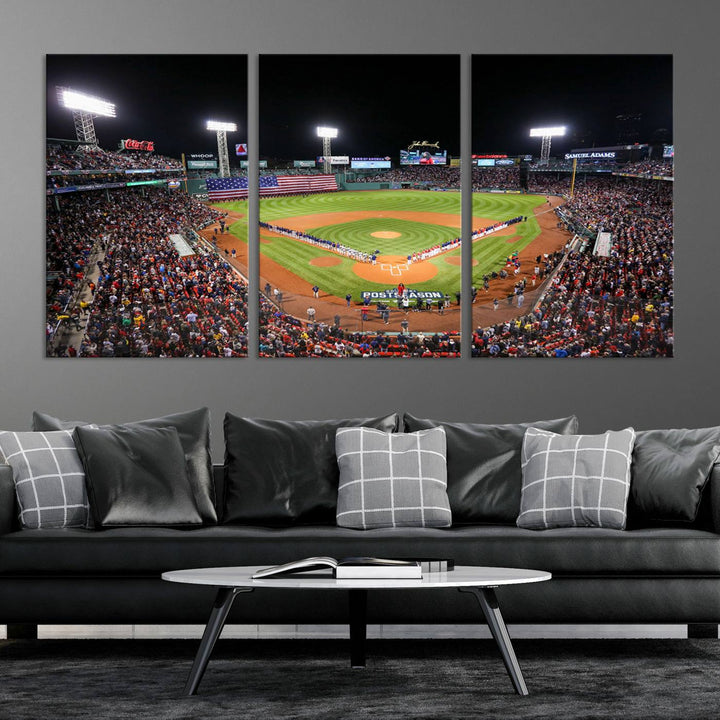 Fenway Park Postseason Triple Canvas Wall Art - Boston Red Sox Historic Game