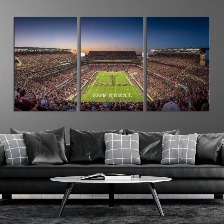 Texas A&M University Aggies Football Team Print - College Station Kyle Field Stadium Wall Art Canvas Print