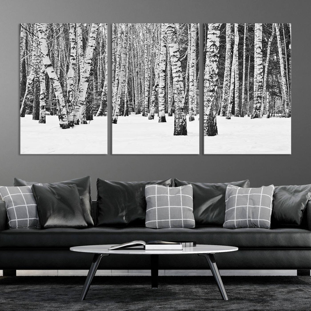 Wall Art Landscape Canvas Print Forest in Winter with Snowy Ground and Trees