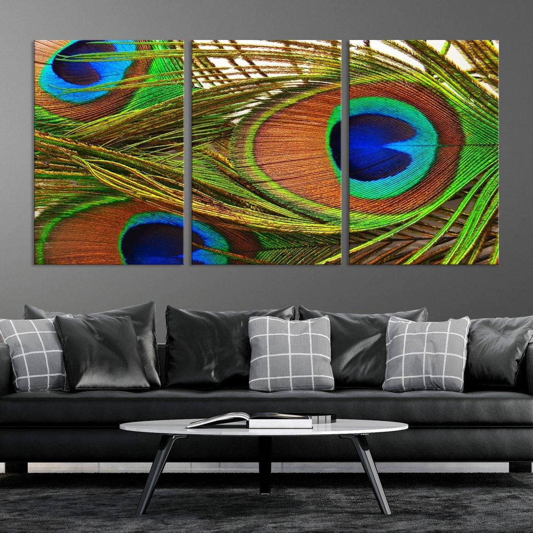 Wall Art Animal Canvas Print Triple Eyed Peacock Wing