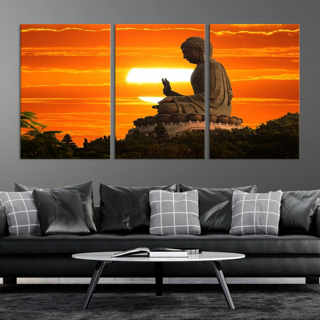 Buddha Statue at Sunset Canvas Print 