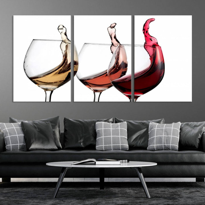 49896 - Lienzo decorativo para pared grande con vino abstracto en copas