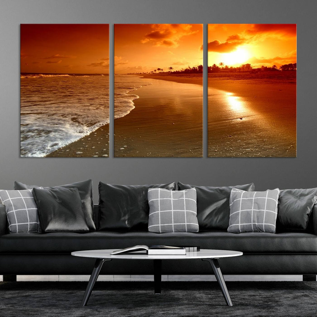 Wall Art Beautiful Beach Landscape at Sunset in Tropical Island Canvas Print