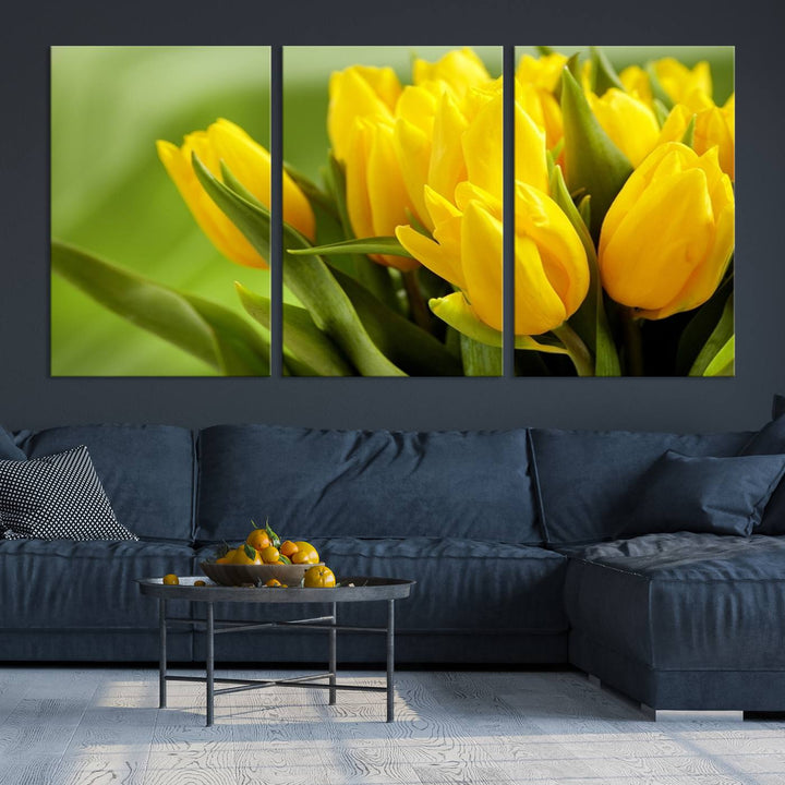 Art mural tulipes jaunes Impression sur toile