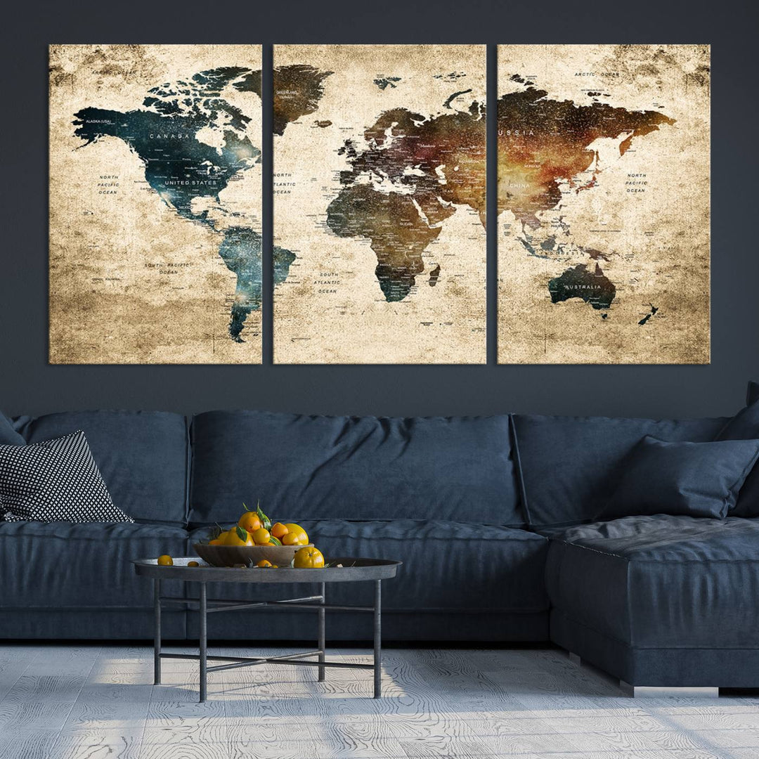 Carte du monde Impression sur toile